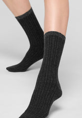 Calzino in Lana e Cotone Jasmine - Nero Melange - Black melange | Oroblù