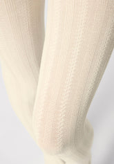 Collant in Cotone con Motivo Geometrico Cotton Knit - Bianco Lana - Wool | Oroblù