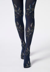 Blickdichte Strumpfhose Shaded Leaves 50 - Blau 11 - Blue 11 | Oroblù