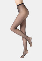 Collant a Rete in Lamé Argento Diamonds Tricot - Nero - Black | Oroblù