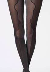 Collant semi Velato in Lamé Diamonds Dual - Nero e Argento - Black/silver | Oroblù