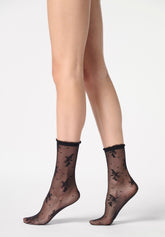 Calzino Velato effetto Pizzo Floreale Pretty Lace 20 - Nero - Black | Oroblù