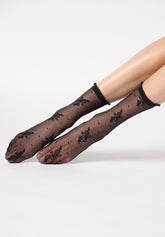 Calzino Velato effetto Pizzo Floreale Pretty Lace 20 - Nero - Black | Oroblù