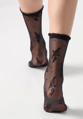 Calzino Velato effetto Pizzo Floreale Pretty Lace 20 - Nero - Black | Oroblù