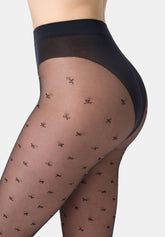 Collant Velato Motivo Floreale Floret 20 - Nero - Black | Oroblù