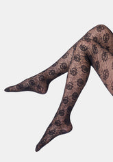 Lace-effect semi-sheer Tights Lace Allure 30 - Black - Black | Oroblù