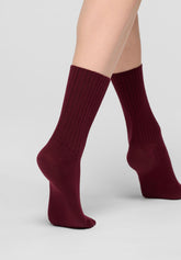 Calzino a Coste in Cotone Bio Rib - Bordeaux 11 - Bordeaux 11 | Oroblù