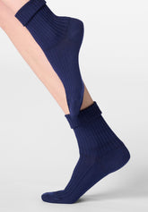 Calzino a Coste in Cotone Bio Rib - Blu - Blue | Oroblù