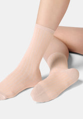 Calzino a Coste in Cotone e Lyocell Glowing Line - Rosa Salmone - Salmon | Oroblù