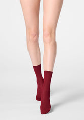 Calzino Ankle A Costine Sottili in Filo di Scozia - Rosso Intenso - Deep red | Oroblù