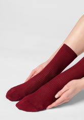 Calzino Ankle A Costine Sottili in Filo di Scozia - Rosso Intenso - Deep red | Oroblù