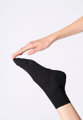 Calzino Ankle A Costine Sottili in Filo di Scozia - Nero - Black | Oroblù