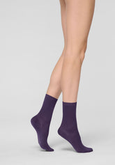 Calzino Ankle A Costine Sottili in Filo di Scozia - Viola 25 - Violet 25 | Oroblù