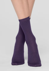 Calzino Ankle A Costine Sottili in Filo di Scozia - Viola 25 - Violet 25 | Oroblù