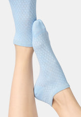 Calzino Sneakers in Cotone con Motivo Jacquard Little Texture - Azzurro Cielo - Sky | Oroblù