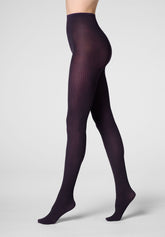 Blickdichte Strumpfhose Vertical Rib 60 - Schwarz/Violett - Black/violet | Oroblù