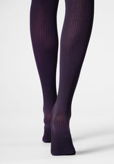 Blickdichte Strumpfhose Vertical Rib 60 - Schwarz/Violett - Black/violet | Oroblù