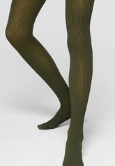 Blickdichte Strumpfhose Vertical Rib 60 - Schwarz und Grün - Black/botanic | Oroblù