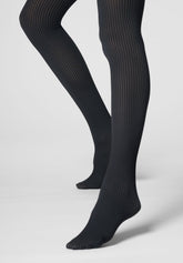Blickdichte Strumpfhose Vertical Rib 60 - Schwarz und Metal - Black/metal | Oroblù