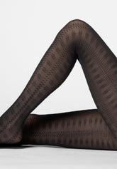 Soft Lyocell Tights Texture Grace - Black - Black | Oroblù