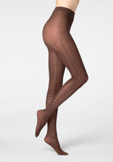 Soft Lyocell Tights Texture Grace - Chocolate 3 - Chocolate 3 | Oroblù