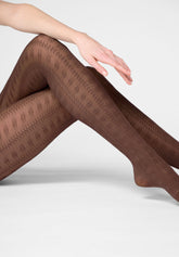 Soft Lyocell Tights Texture Grace - Chocolate 3 - Chocolate 3 | Oroblù