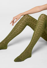 Halbdeckende Strumpfhose Bioderived Sneakers Wave - Grün - Botanic | Oroblù