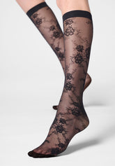 Gambaletto semi-Velato Floreale Pure Lace 20 - Nero - Black | Oroblù