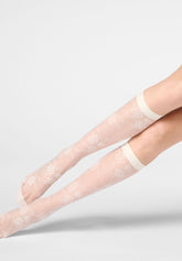Gambaletto semi-Velato Floreale Pure Lace 20 - Bianco Lana - Wool | Oroblù