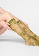 Gambaletto semi-Velato Floreale Pure Lace 20 - Verde - Botanic | Oroblù