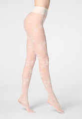 Collant semi-Velato Floreale Pure Lace 20 - Bianco Lana - Wool | Oroblù