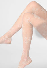 Collant semi-Velato Floreale Pure Lace 20 - Bianco Lana - Wool | Oroblù