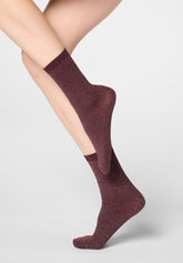 Twins Duo Glitter Opaque Short Socks Two-Pack - Bordeaux 11 - Bordeaux 11 | Oroblù