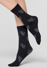 Twins Duo Glitter Opaque Short Socks Two-Pack - Black - Black | Oroblù