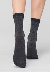 Twins Duo Glitter Opaque Short Socks Two-Pack - Black - Black | Oroblù