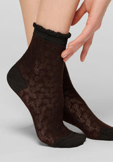 Short Socks Bloom Knit - Chocolate - Chocolate | Oroblù