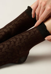 Short Socks Bloom Knit - Chocolate - Chocolate | Oroblù