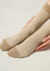 Chevron Short Socks - Beige - Beige | Oroblù