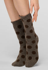 Short Socks Velvet Dots - Chocolate - Chocolate | Oroblù