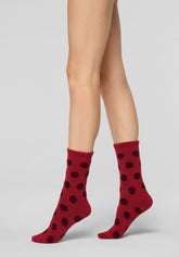 Short Socks Velvet Dots - Intense Red - Deep red | Oroblù