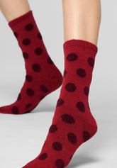 Short Socks Velvet Dots - Intense Red - Deep red | Oroblù