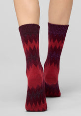 Short Socks Velvet Tweed - Intense Red - Deep red | Oroblù