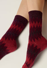 Short Socks Velvet Tweed - Intense Red - Deep red | Oroblù