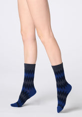 Short Socks Velvet Tweed - Navy Blue 2 - Marine 2 | Oroblù