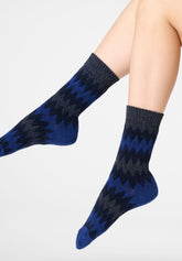 Short Socks Velvet Tweed - Navy Blue 2 - Marine 2 | Oroblù