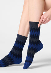 Short Socks Velvet Tweed - Navy Blue 2 - Marine 2 | Oroblù