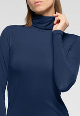 Lang armeliger Rollkragenpullover aus Stretch-Modal Perfect Line - Marineblau 2 - Marine 2 | Oroblù