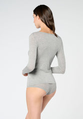 Maglia Manica Lunga in Micromodal e Cashmere Perfect Cashmere - Grigio Melange - Grey melange | Oroblù