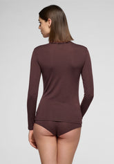 Micromodal and Cashmere Long Sleeve Turtleneck Sweater Perfect Cashmere - Chocolate 3 - Chocolate 3 | Oroblù