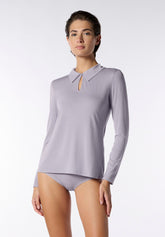 Maglia con Colletto Manica Lunga in Modal Elasticizzato Perfect Line Modal - Lilla - Lilac | Oroblù